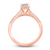 Thumbnail Image 1 of Diamond Halo Engagement Ring 1-3/8 ct tw Cushion/Round 14K Rose Gold