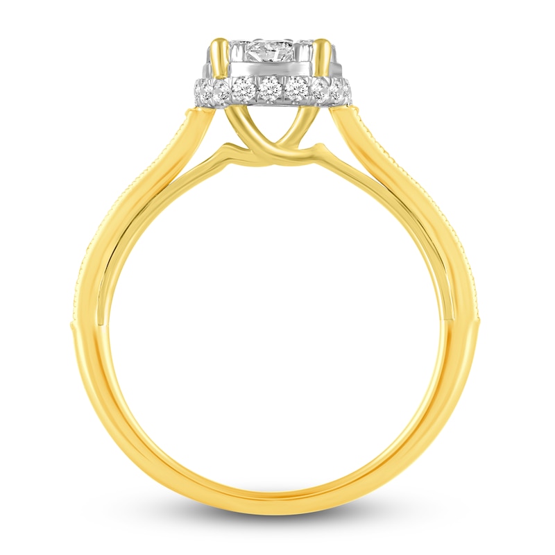 Main Image 2 of Diamond Halo Engagement Ring 3/4 ct tw Round 14K Yellow Gold