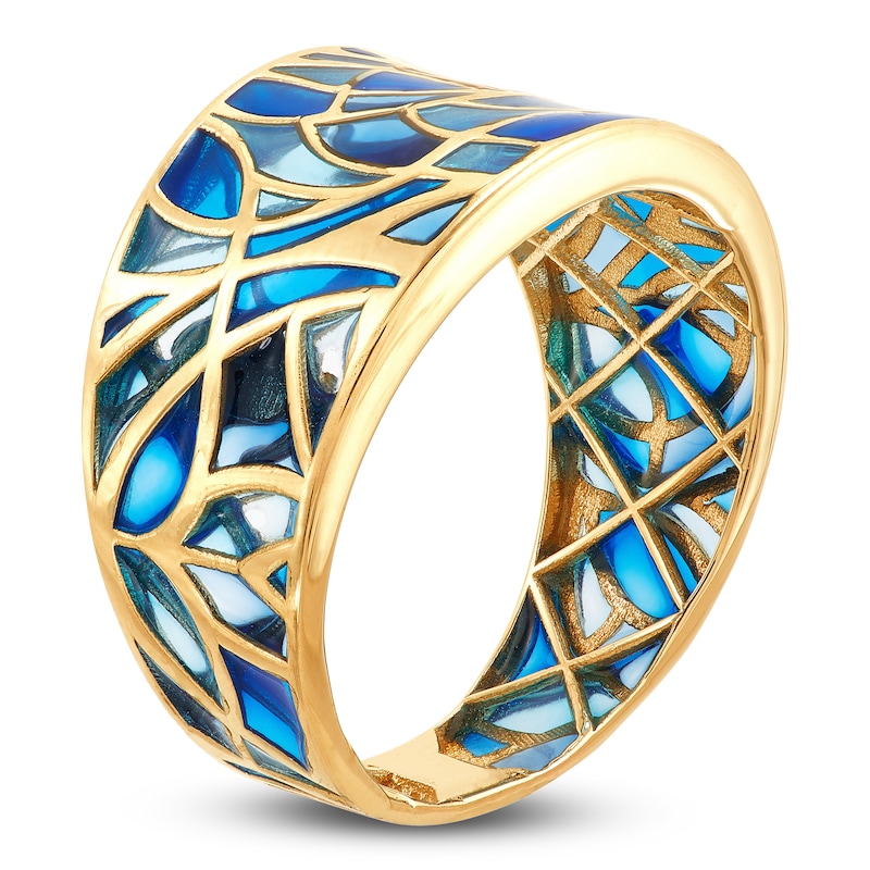 Main Image 2 of Italia D'Oro Ring Blue/Teal Enamel 14K Yellow Gold