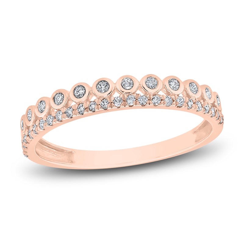 Diamond Bezel Double Row Ring 1/5 ct tw Round 14K Rose Gold