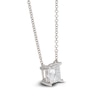 Thumbnail Image 2 of Lab-Created Diamond Solitaire Necklace 1 ct tw Princess 14K White Gold 19&quot; (SI2/F)