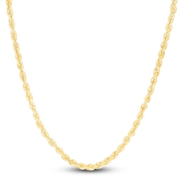 Men's Solid Diamond-Cut Rope Chain Necklace 14K Yellow Gold 24&quot; 3.8mm