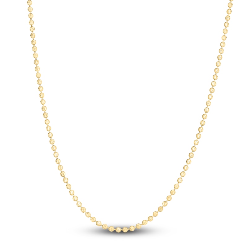 Beaded Chain Necklace 14K Gold 18" 2.5mm