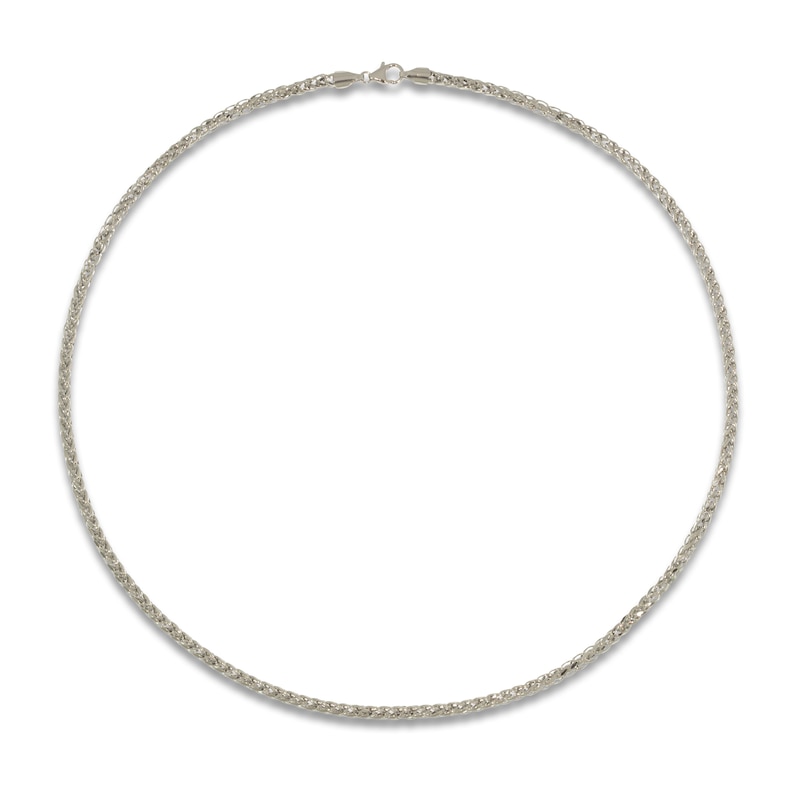 Hollow Wheat Chain Necklace 14K White Gold 20" 3.0mm