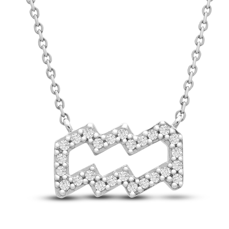Diamond Aquarius Necklace 1/10 ct tw Round 14K White Gold 16.75"