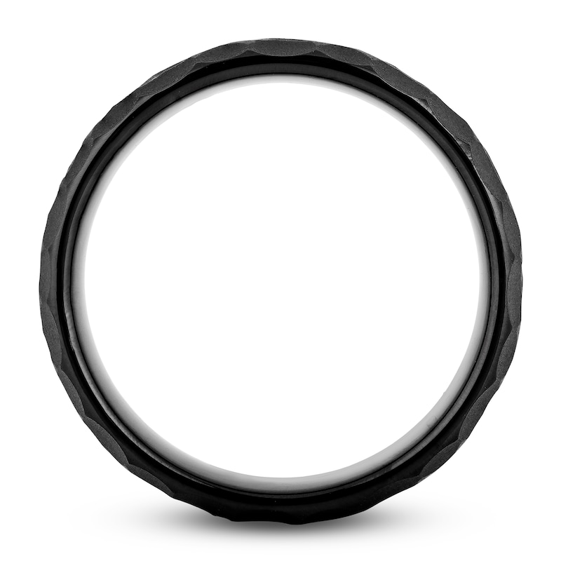 Main Image 2 of Men's Hammered Wedding Band Black Tungsten 8.0mm