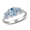 Thumbnail Image 1 of Women's Natural Aquamarine & Diamond 3-Stone Ring 1/20 ct tw 14K White Gold