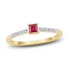 Thumbnail Image 1 of Square-Cut Natural Ruby Ring 1/20 ct tw Round 14K Yellow Gold