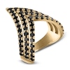 Thumbnail Image 1 of Black Diamond Three-Row Chevron Ring 2 ct tw 14K Yellow Gold