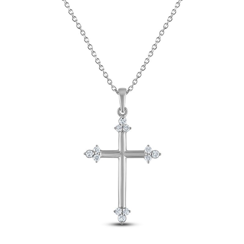 Main Image 1 of Diamond Trios Cross Necklace 1/4 ct tw Sterling Silver 18&quot;