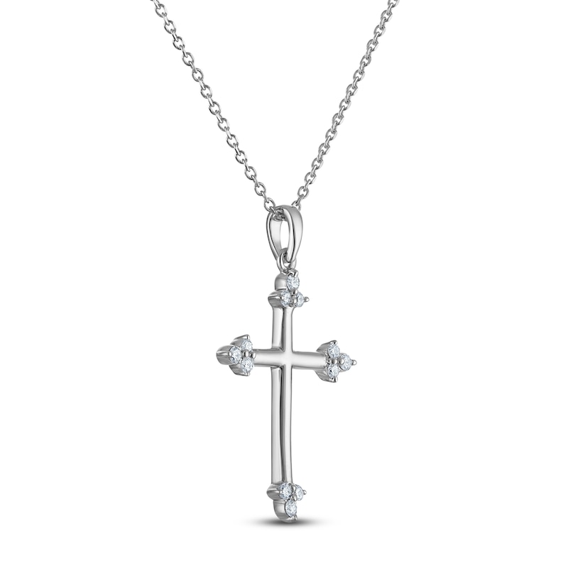 Main Image 2 of Diamond Trios Cross Necklace 1/4 ct tw Sterling Silver 18&quot;