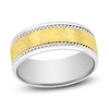 Thumbnail Image 0 of Men's Hammered Rope-Twist Wedding Band 14K Two-Tone Gold