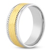 Thumbnail Image 1 of Men's Hammered Rope-Twist Wedding Band 14K Two-Tone Gold
