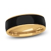 Thumbnail Image 0 of Men's Black Ceramic Stripe Wedding Band 14K Yellow Gold 7mm