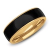 Thumbnail Image 1 of Men's Black Ceramic Stripe Wedding Band 14K Yellow Gold 7mm