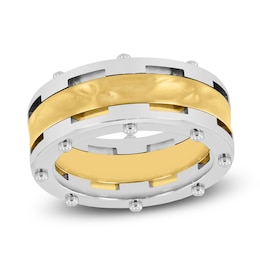 Men's Hammered Fashion Ring Stainless Steel & Yellow Ion Plating