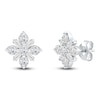 Thumbnail Image 2 of Baguette & Round-Cut Lab-Created Diamond Snowflake Stud Earrings 1 ct tw 14K White Gold