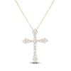 Thumbnail Image 1 of Baguette & Round-Cut Lab-Created Diamond Cross Necklace 2 ct tw 14K Yellow Gold 18&quot;