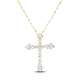 Baguette & Round-Cut Lab-Created Diamond Cross Necklace 2 ct tw 14K Yellow Gold 18&quot;