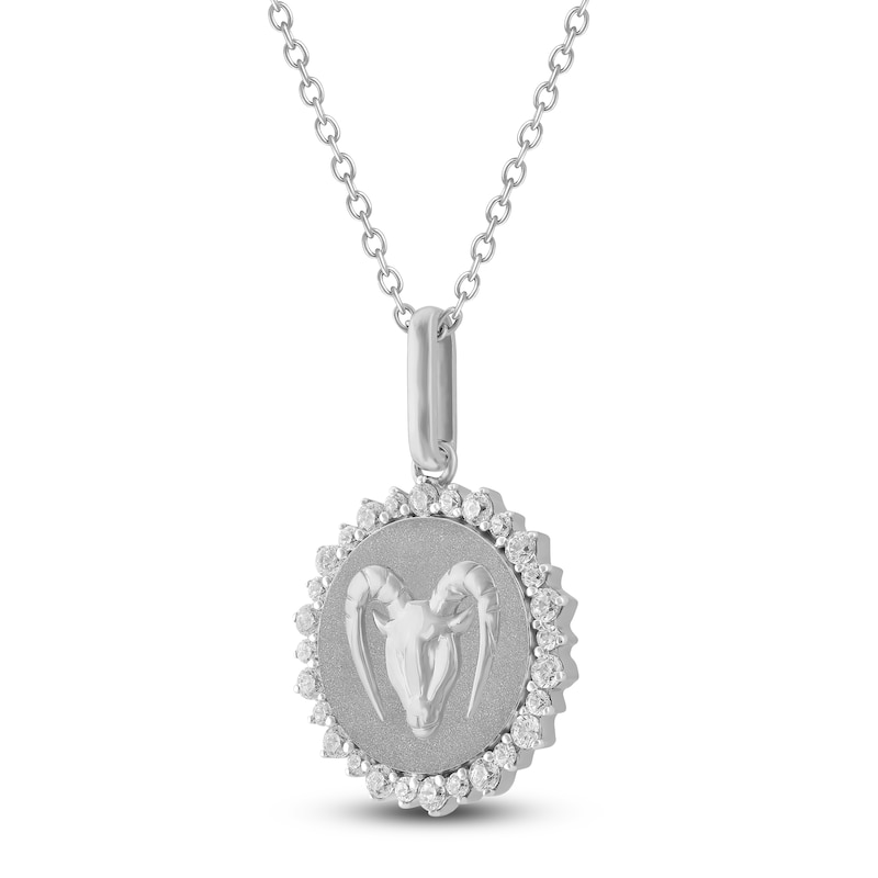 Main Image 2 of Diamond Zodiac Capricorn Medallion Necklace 1/3 ct tw Sterling Silver 18&quot;