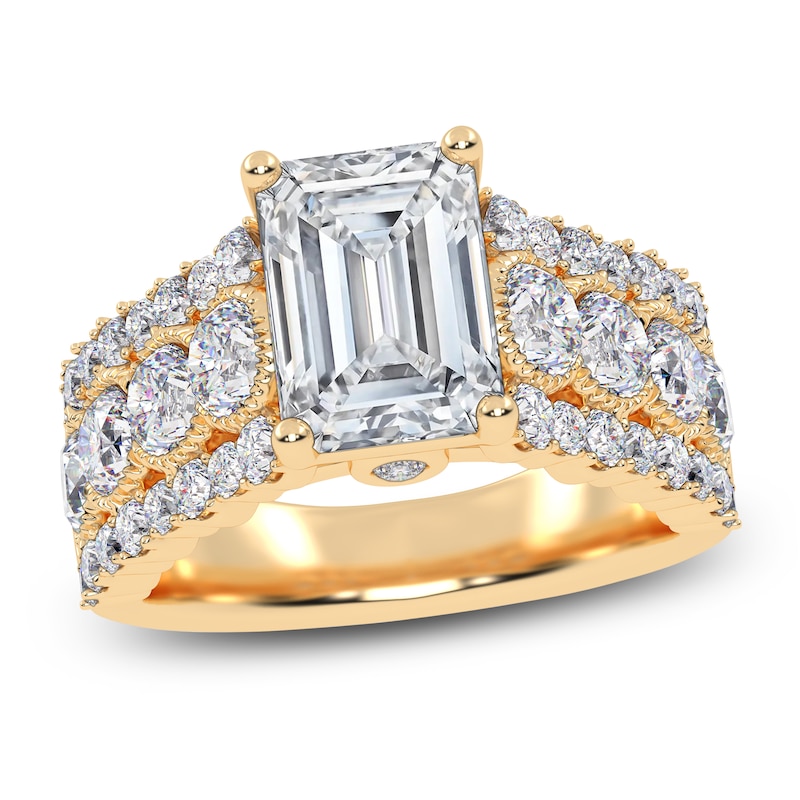 Main Image 1 of Emerald-Cut Created By Jared Studio Lab-Created Diamond Engagement Ring 3-3/4 ct tw 14K Yellow Gold