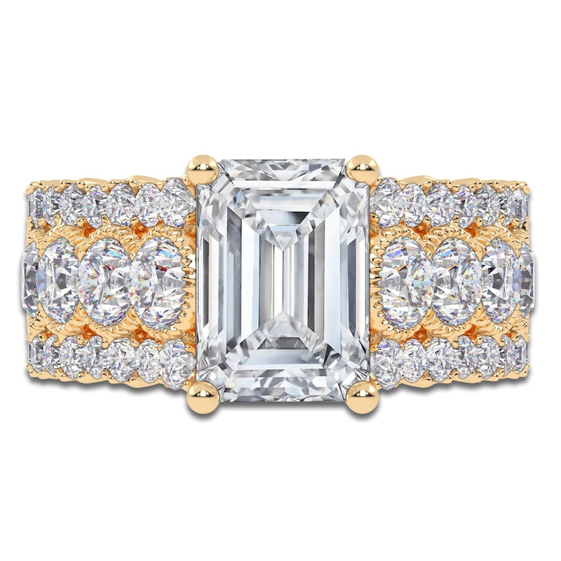 Main Image 3 of Emerald-Cut Created By Jared Studio Lab-Created Diamond Engagement Ring 3-3/4 ct tw 14K Yellow Gold