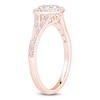 Thumbnail Image 2 of Multi-Diamond Cushion Halo Promise Ring 1/3 ct tw 10K Rose Gold