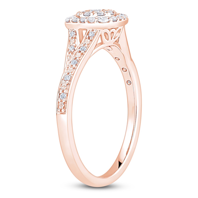 Main Image 2 of Multi-Diamond Cushion Halo Promise Ring 1/3 ct tw 10K Rose Gold