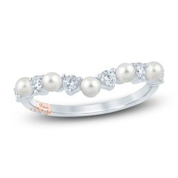 Pnina Tornai Cultured Pearl & Diamond Contour Anniversary Ring 1/3 ct tw 14K White Gold