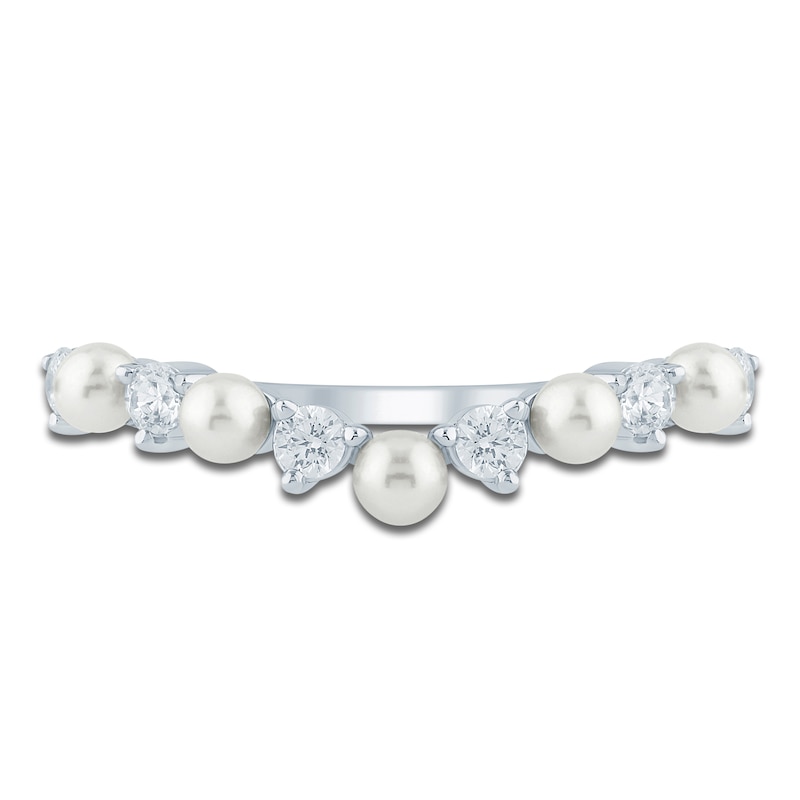 Main Image 3 of Pnina Tornai Cultured Pearl & Diamond Contour Anniversary Ring 1/3 ct tw 14K White Gold