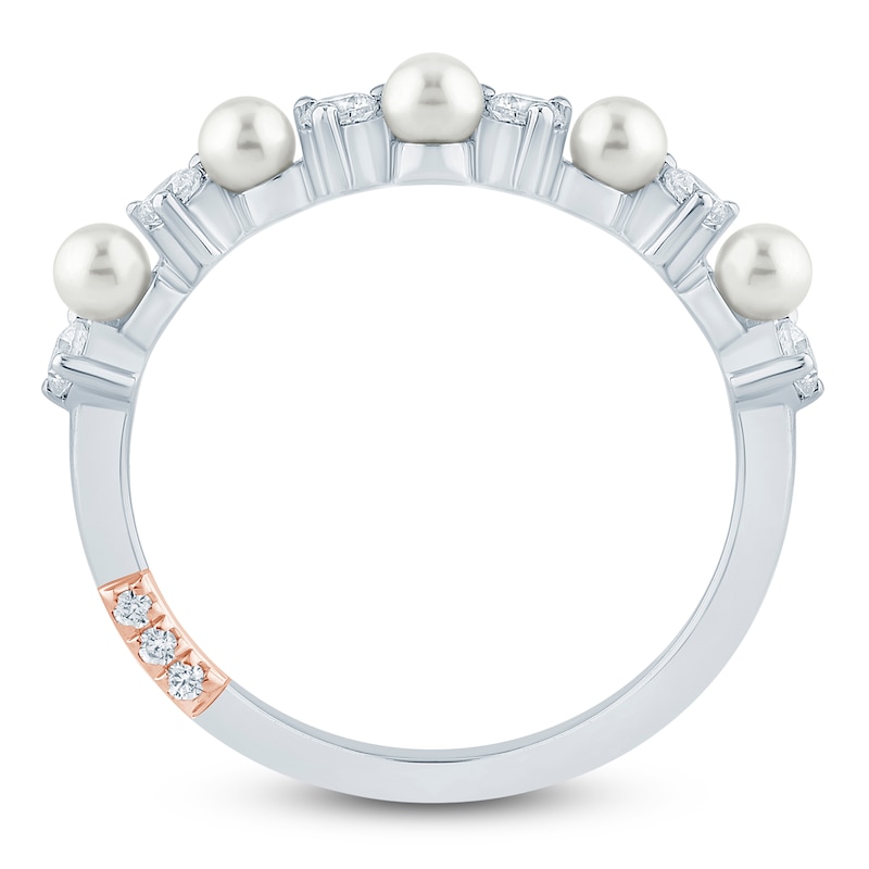 Main Image 4 of Pnina Tornai Cultured Pearl & Diamond Contour Anniversary Ring 1/3 ct tw 14K White Gold