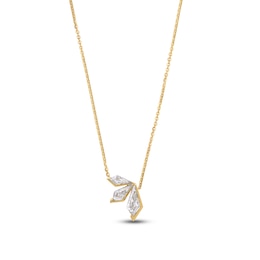 J'Lure Kite Step-Cut Lab-Created Diamond Three-Stone Necklace 3-1/2 ct tw 14K Yellow Gold 18&quot;