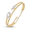 Thumbnail Image 1 of J'Lure Oval Portrait-Cut & Lozenge Step-Cut Lab-Created Diamond Two-Row Bangle Bracelet 3-1/2 ct tw 14K Yellow Gold