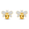 Thumbnail Image 1 of Oval-Cut Natural Citrine & Diamond Bee Stud Earrings 1/3 ct tw 10K Yellow Gold