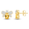 Thumbnail Image 3 of Oval-Cut Natural Citrine & Diamond Bee Stud Earrings 1/3 ct tw 10K Yellow Gold