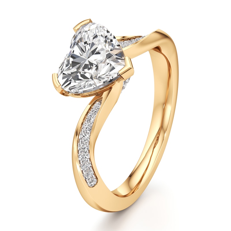 Main Image 4 of J'Lure Heart Brilliant-Cut Lab-Created Diamond Bypass Engagement Ring 2-1/6 ct tw 18K Yellow Gold