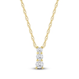 Lab-Created Diamond Graduated Three-Stone Drop Necklace 1/4 ct tw 14K Yellow Gold 18&quot;