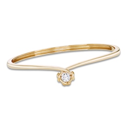 Unspoken Diamond Solitaire Bangle Bracelet 1/2 ct tw 14K Yellow Gold 7&quot; (I1/I)