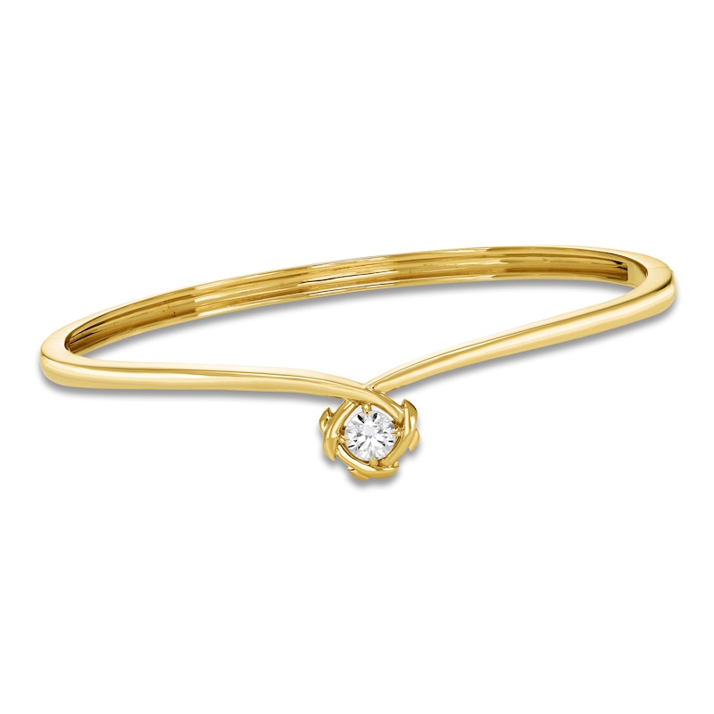 Main Image 1 of Unspoken Diamond Solitaire Bangle Bracelet 1/2 ct tw 14K Yellow Gold 7&quot; (I1/I)