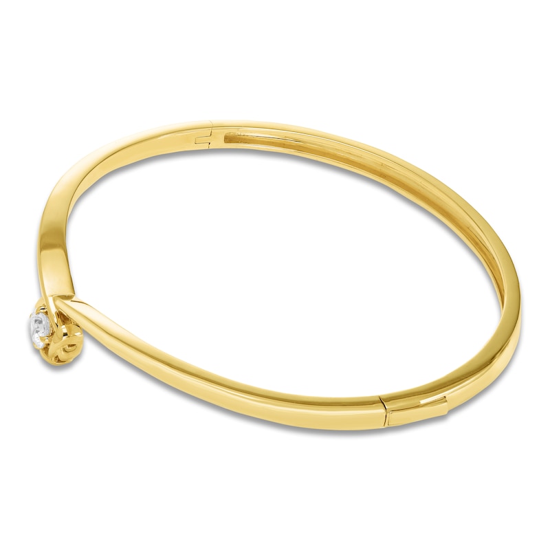 Main Image 2 of Unspoken Diamond Solitaire Bangle Bracelet 1/2 ct tw 14K Yellow Gold 7&quot; (I1/I)