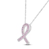 Thumbnail Image 2 of Pink Lab-Created Sapphire Ribbon Necklace Sterling Silver 18&quot;