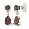 Thumbnail Image 3 of Natural Smoky Quartz Earrings 1/20 ct tw Diamonds 14K White Gold