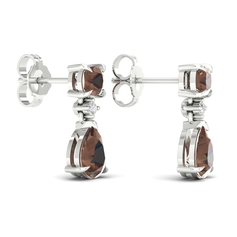 Main Image 4 of Natural Smoky Quartz Earrings 1/20 ct tw Diamonds 14K White Gold