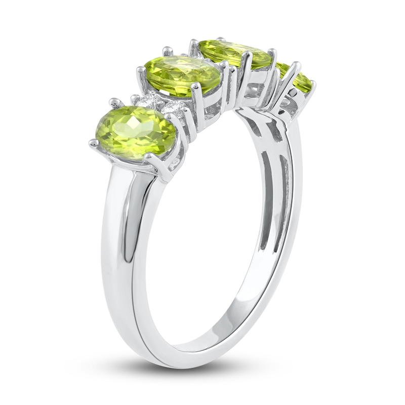 Main Image 2 of Natural Peridot Ring 1/6 ct tw Diamonds 14K White Gold