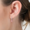 Thumbnail Image 3 of Pear-Shaped Pink Lab-Created Diamond & White Lab-Created Diamond Hoop Earrings 2 ct tw 14K White Gold