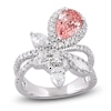 Thumbnail Image 1 of Pear-Shaped Pink Lab-Created Diamond & White Lab-Created Diamond Ring 3 ct tw 14K White Gold