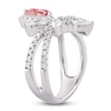 Thumbnail Image 2 of Pear-Shaped Pink Lab-Created Diamond & White Lab-Created Diamond Ring 3 ct tw 14K White Gold