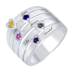 Birthstone Family & Mother's Ring (2-5 Stones and Lines)