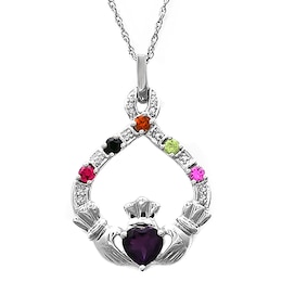 Birthstone Claddagh Family & Mother's Necklace