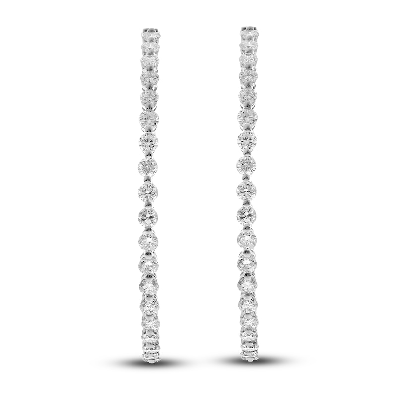 Main Image 1 of Diamond Hoop Earrings 6-1/3 ct tw Round 14K White Gold